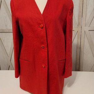 Moygashel 100% Linen - Fully Lined - Red Blazer. Made In Guatemala - Sz Small